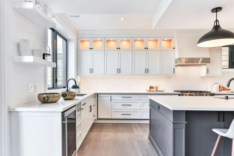 The kitchen has been renovated to European standards, with linoleum flooring