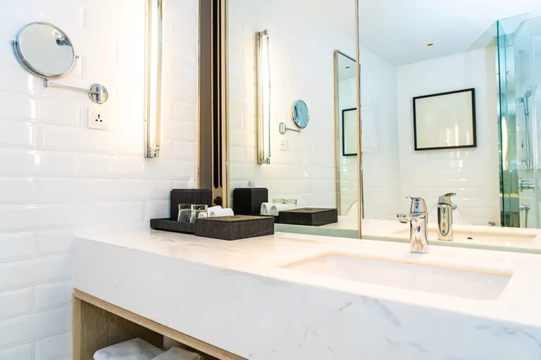 bathroom, where you can see an example of tile laying work from StroyEliteGroup